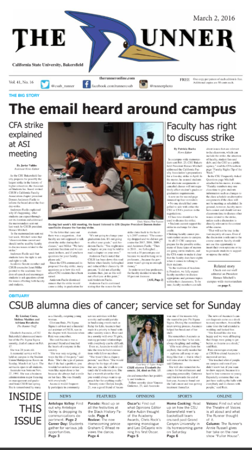 March 2, 2016 Issue of The Runner