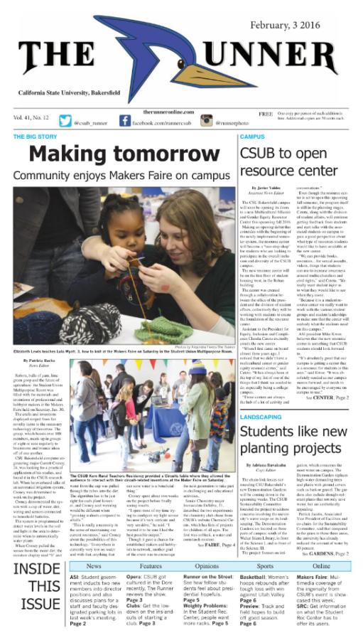 Feb. 3, 2016 Issue of The Runner