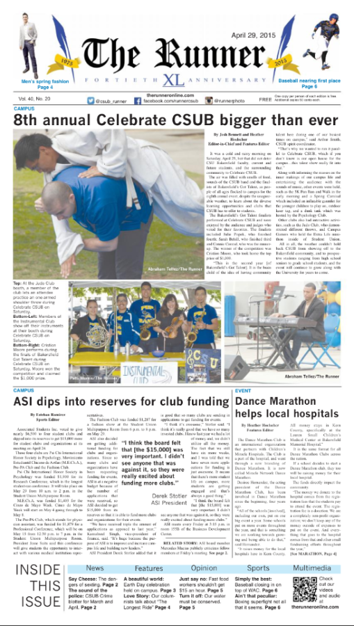 April 29, 2015 Issue of The Runner