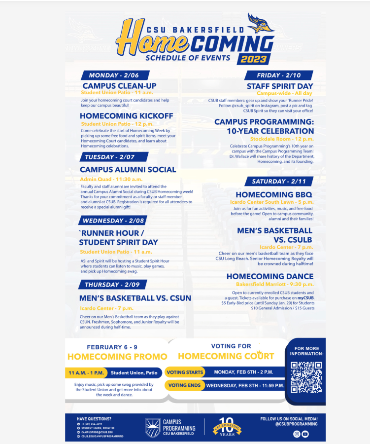 Flyer of Homecoming Week provided by Campus Programming 