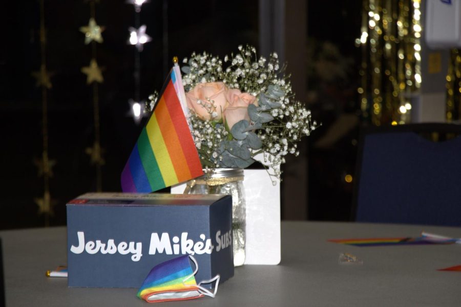 Decorations and Jeresy Mikes sandwiches at the queer prom on May 5, 2023. 