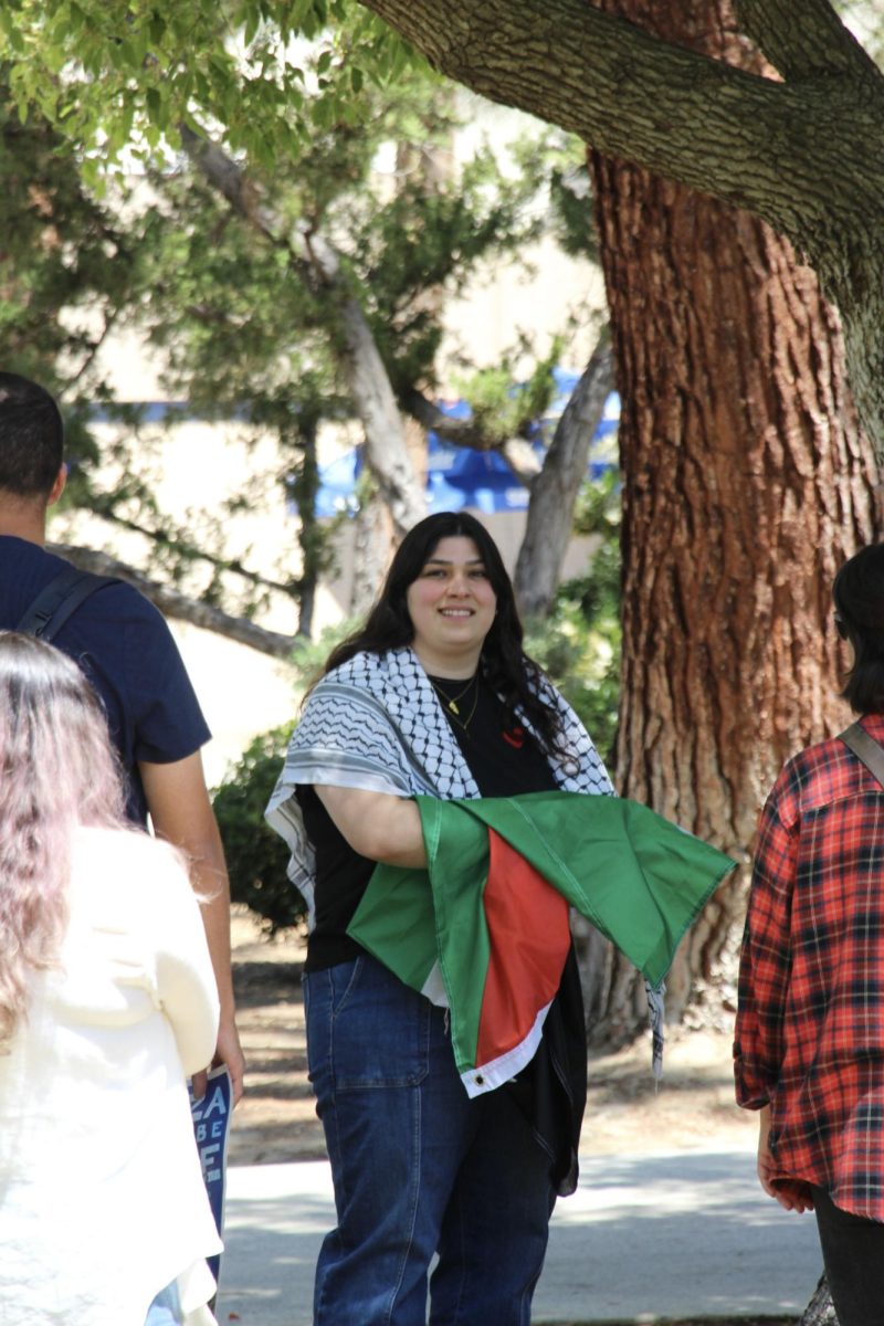 Sarah Alame, Associated Student Inc., Director of Sustainability and M.A. Biology student, at the Palestine solidarity protest on May 8.
