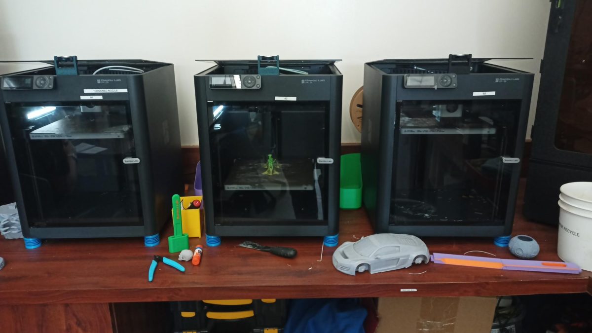 The Bambu printers used for PLA and other hard plastic like materials. 
Photo by Elijah Rosales/The Runner