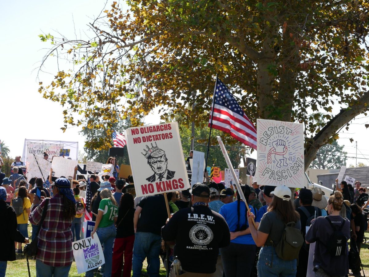 Bakersfield residents join the nationwide "No Kings" protest on Oct. 18.
