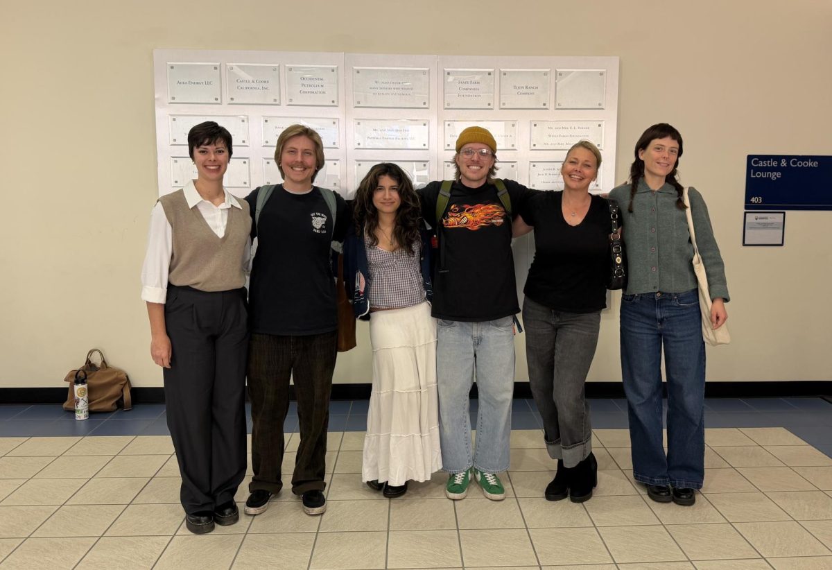 A group of presentors and supporters posing for a photo after the 27 Student Research Competition.
(From left to right: Darci Ross-Smith, Brody Manning, Madison Darwish, Heather Ann, Lili Goddard). 